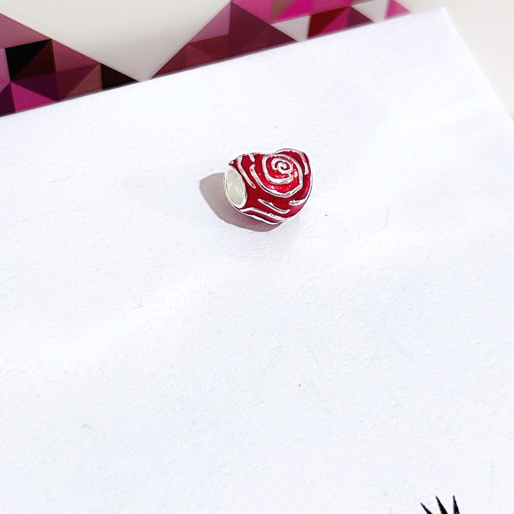 Pandora Red Rose Heart Charm w/box - Picture 6 of 11